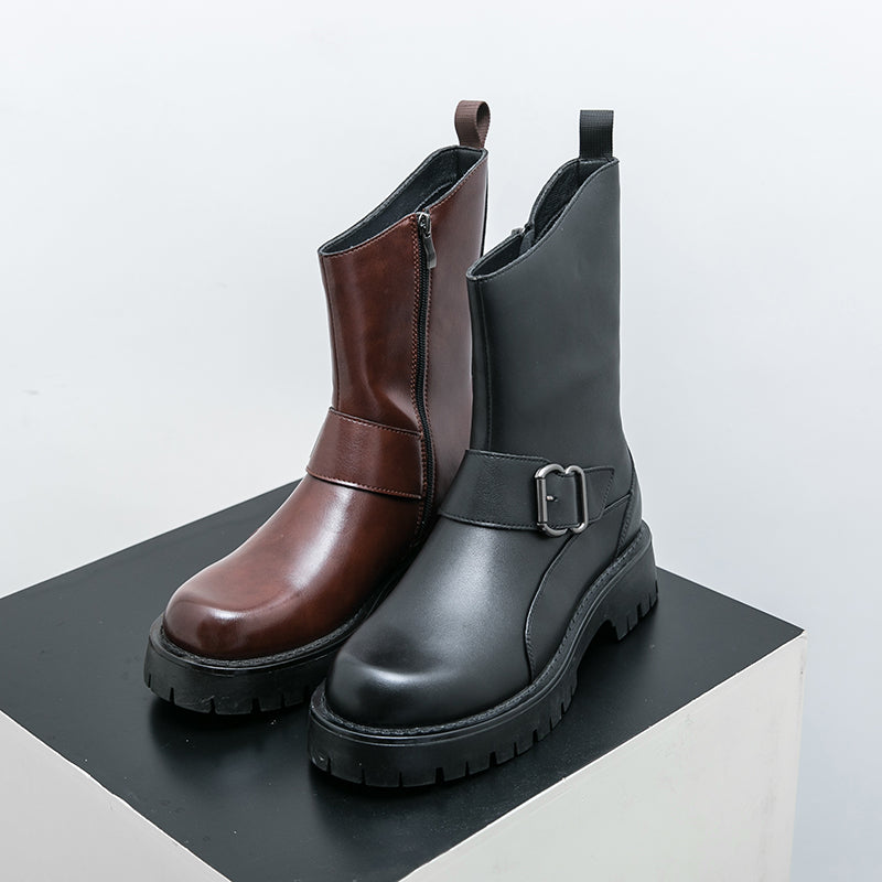 MLB LTHR-11 Rugged Mid-Calf Boots - Luxuryurbanwear