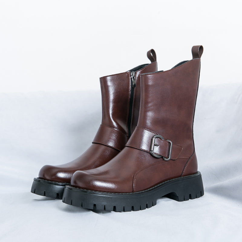 MLB LTHR-11 Rugged Mid-Calf Boots - Luxuryurbanwear