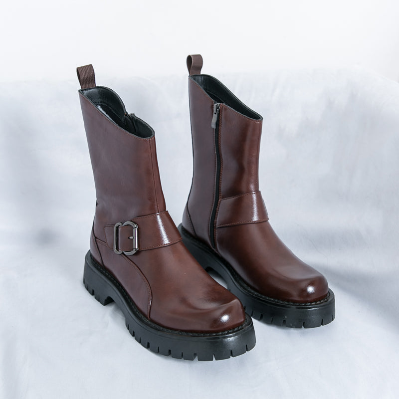MLB LTHR-11 Rugged Mid-Calf Boots - Luxuryurbanwear