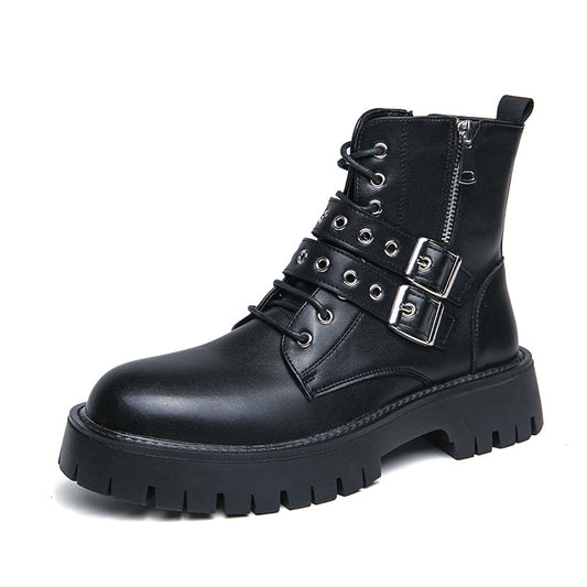 MLB LTHR-10 Dual-Buckle Combat Boots - Luxuryurbanwear
