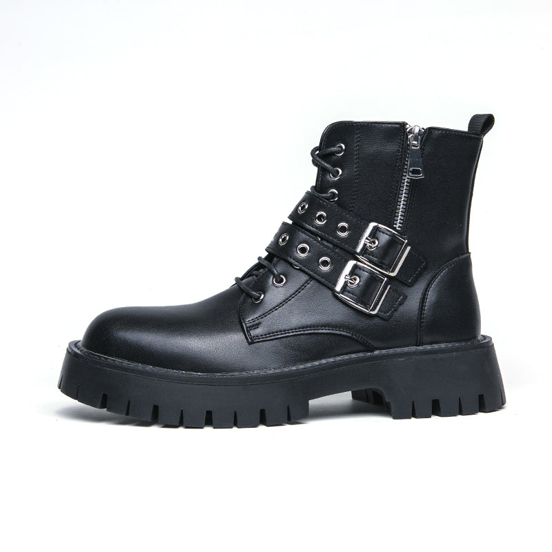 MLB LTHR-10 Dual-Buckle Combat Boots - Luxuryurbanwear