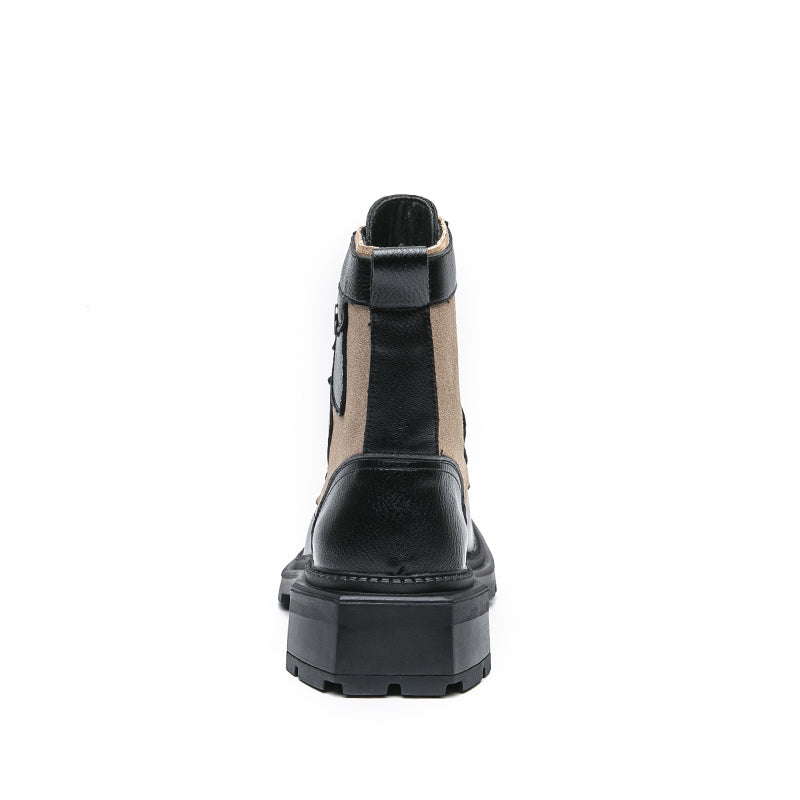 MLB LTHR-08 Square-Toe Combat Boots - Luxuryurbanwear