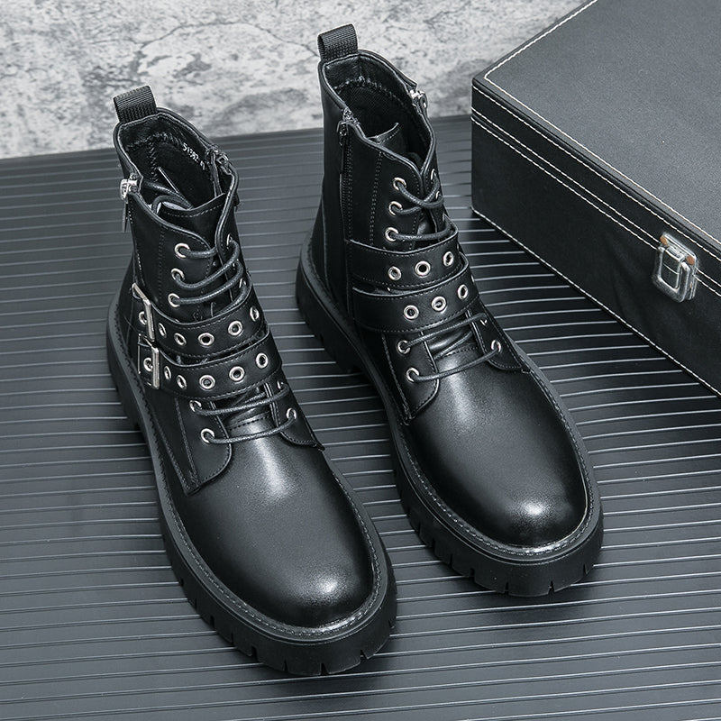 MLB LTHR-10 Dual-Buckle Combat Boots - Luxuryurbanwear