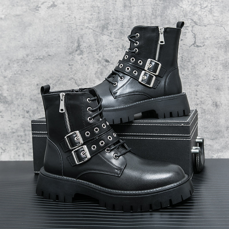 MLB LTHR-10 Dual-Buckle Combat Boots - Luxuryurbanwear