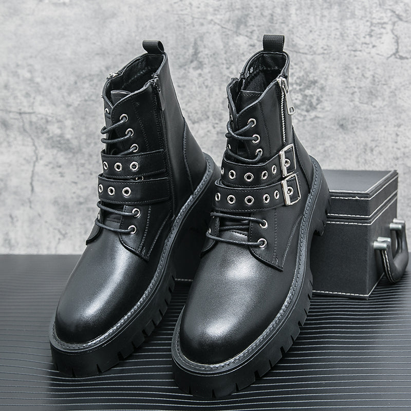 MLB LTHR-10 Dual-Buckle Combat Boots - Luxuryurbanwear