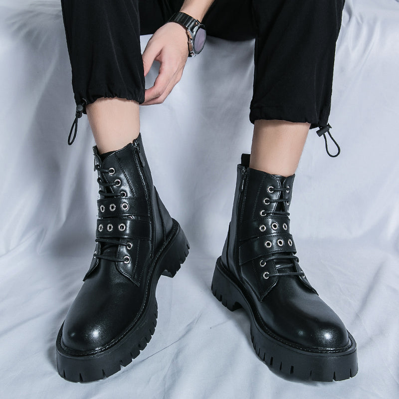 MLB LTHR-10 Dual-Buckle Combat Boots - Luxuryurbanwear