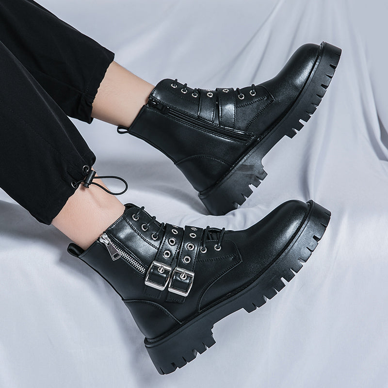 MLB LTHR-10 Dual-Buckle Combat Boots - Luxuryurbanwear