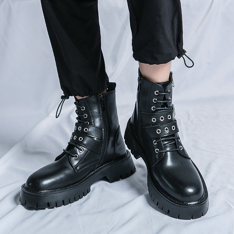 MLB LTHR-10 Dual-Buckle Combat Boots - Luxuryurbanwear