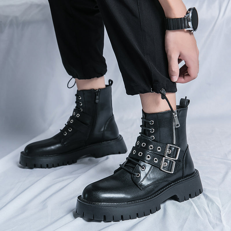 MLB LTHR-10 Dual-Buckle Combat Boots - Luxuryurbanwear
