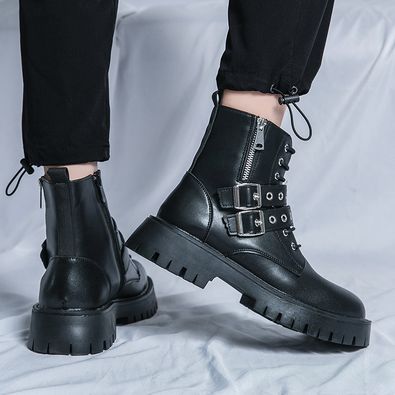 MLB LTHR-10 Dual-Buckle Combat Boots - Luxuryurbanwear