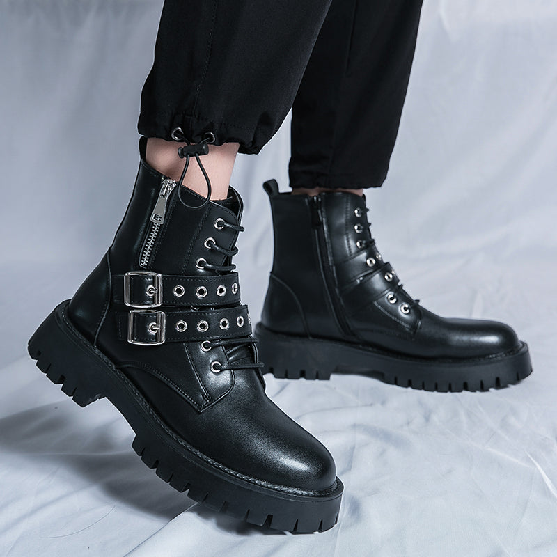 MLB LTHR-10 Dual-Buckle Combat Boots - Luxuryurbanwear