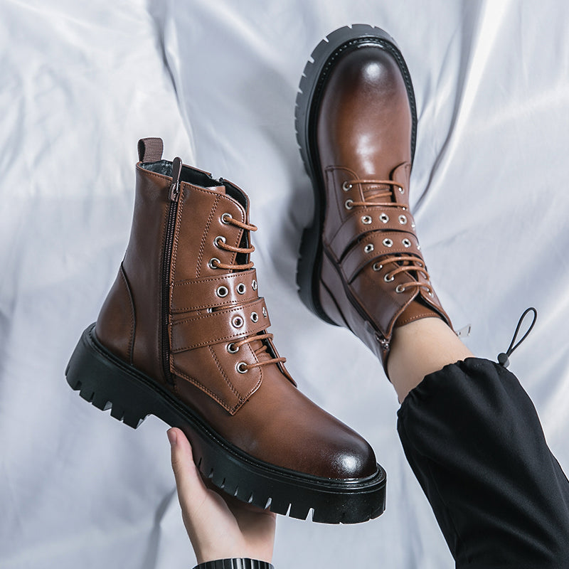MLB LTHR-10 Dual-Buckle Combat Boots - Luxuryurbanwear