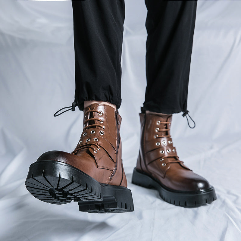 MLB LTHR-10 Dual-Buckle Combat Boots - Luxuryurbanwear