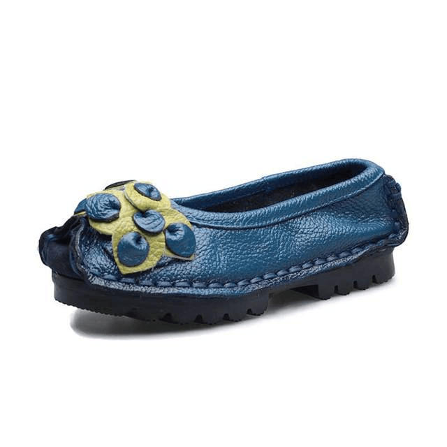 Dina Women's Flat Leather Loafer Shoes