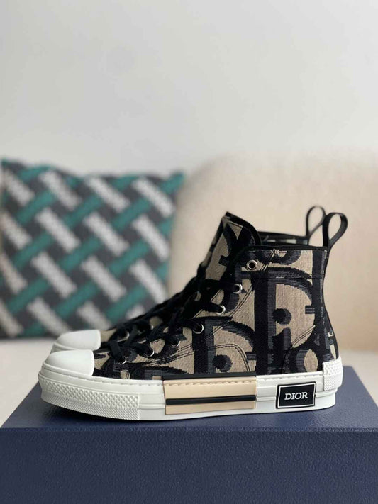 Dior B23 High-Top Sneaker in Black Oblique Jacquard CUSTOM