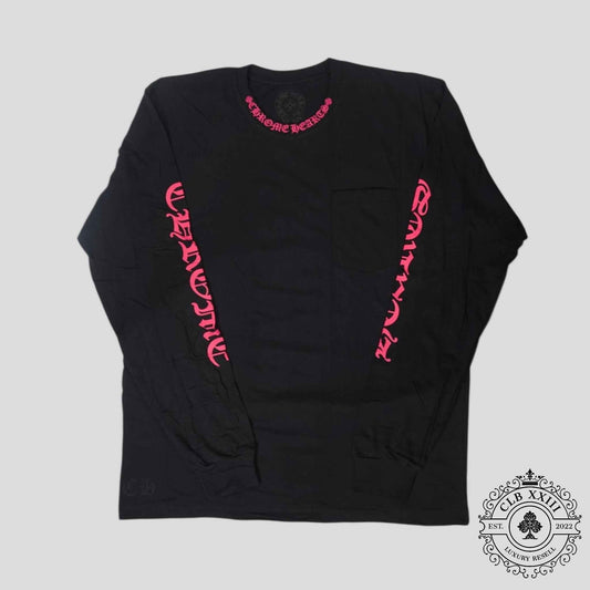 Chrome Hearts Neck Logo Long Sleeve Tee in Black/Pink