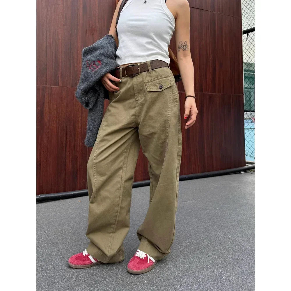 Retro Knife Pant Cut Tapered Cargo Casual Pants for Women, Loose Versatile Casual Drapey Long Pants, Ins Trendy - Luxuryurbanwear