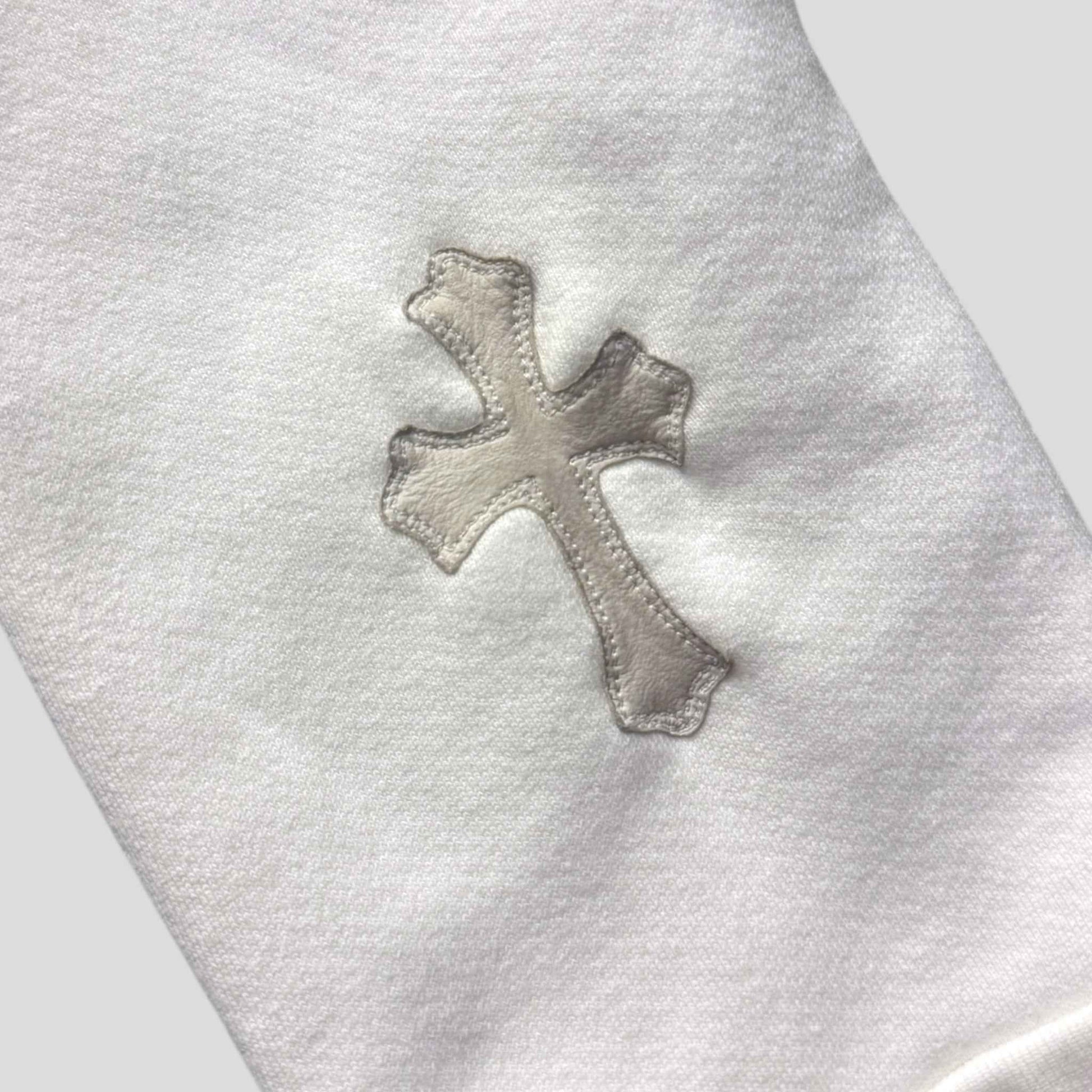 Chrome Hearts Leather Cross Patch Quarter Zip in White