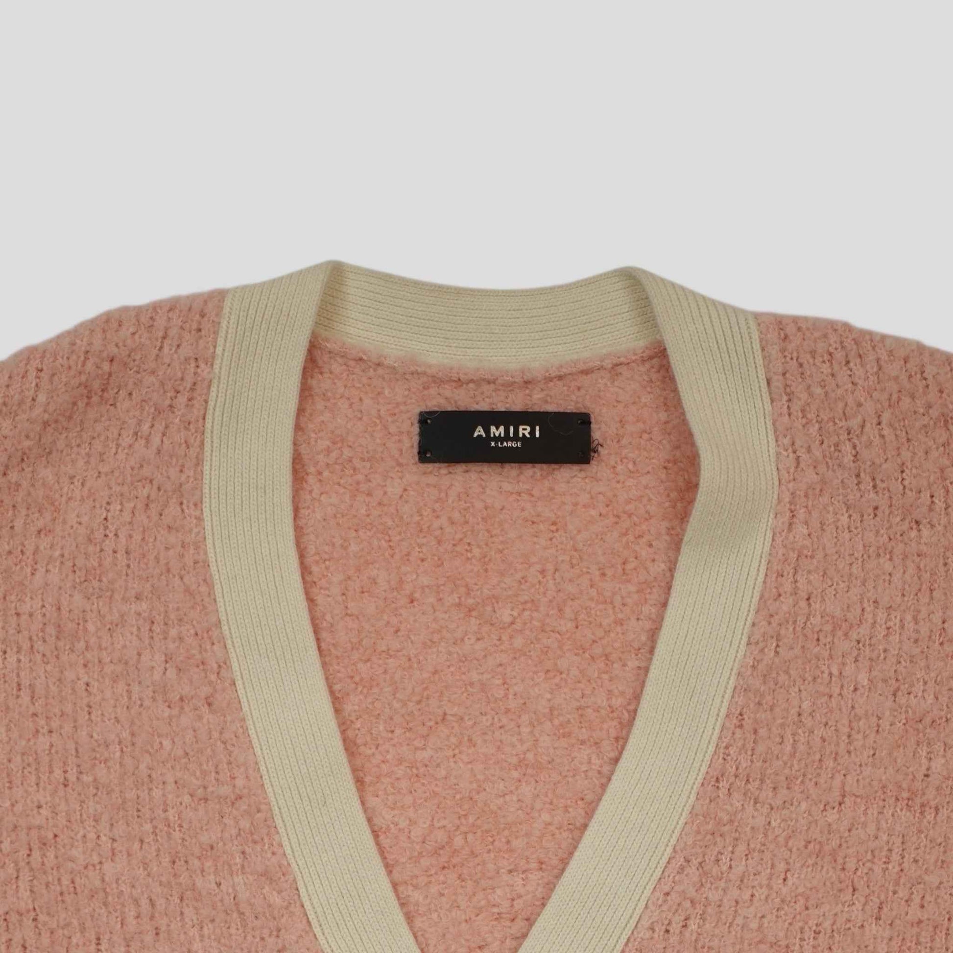 Amiri Fuzzy Wool Cardigan in Pink