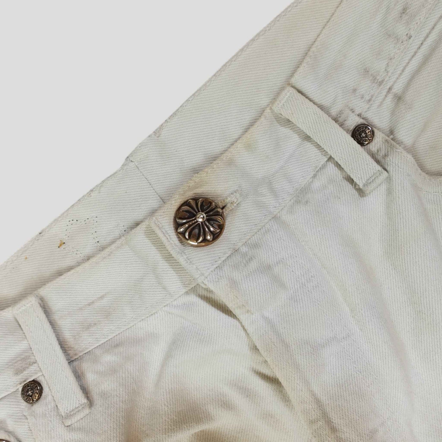 Chrome Hearts Leopard Cross Patch Jeans in White