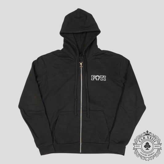 Chrome Hearts Foti Zip Up Hoodie in Black/White