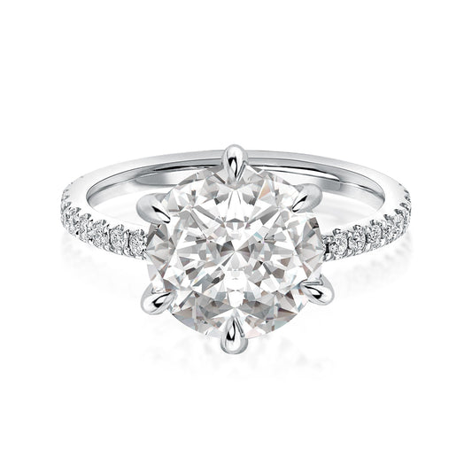 Rodiffy Moissanite 3.0 Ct Round Cut 6 Prong Promise Rings For Women