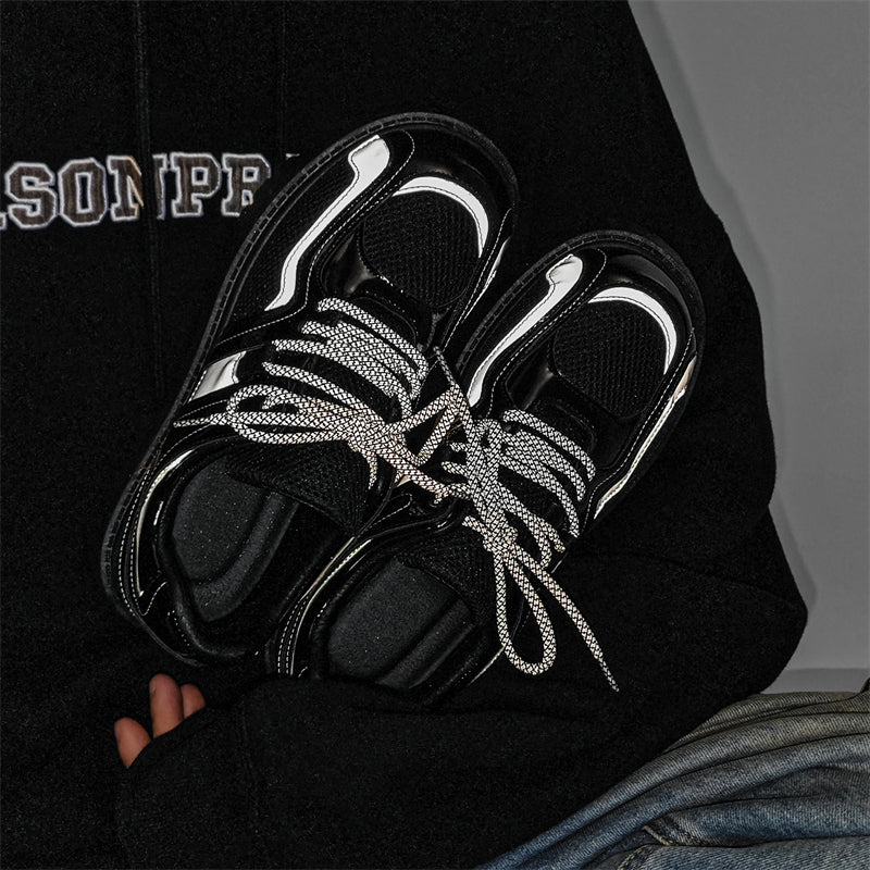 MLB LTHR-17 Reflective Chunky Boots - Luxuryurbanwear