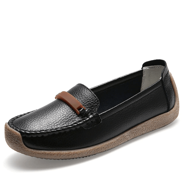 Enzo Women's Flat Leather Loafer Shoes