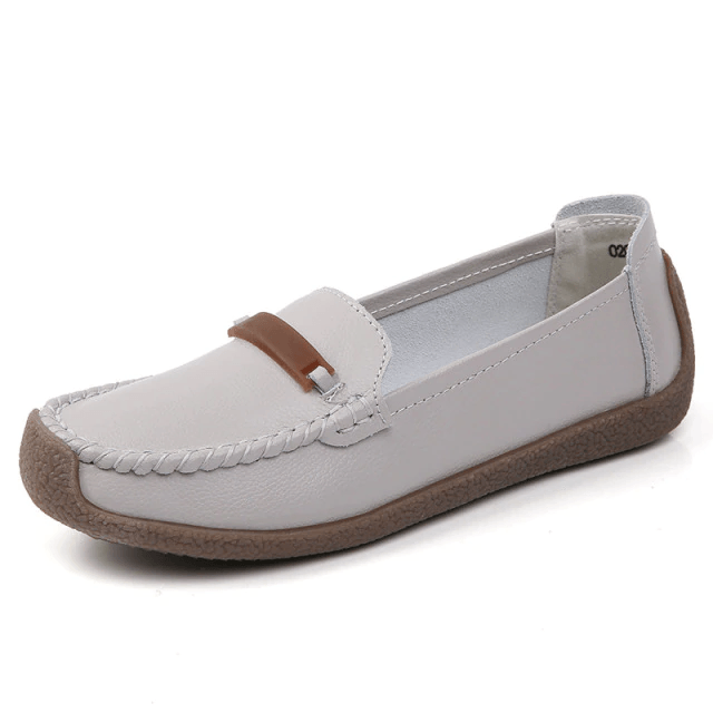 Enzo Women's Flat Leather Loafer Shoes