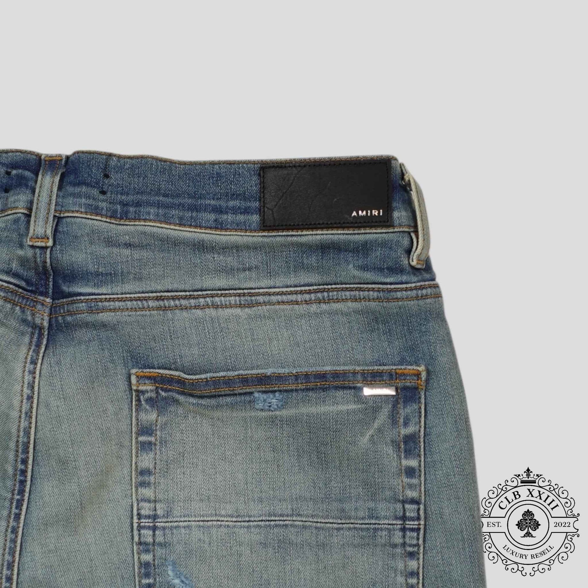 Amiri MX1 Camo Patch Jeans in Clay Indigo