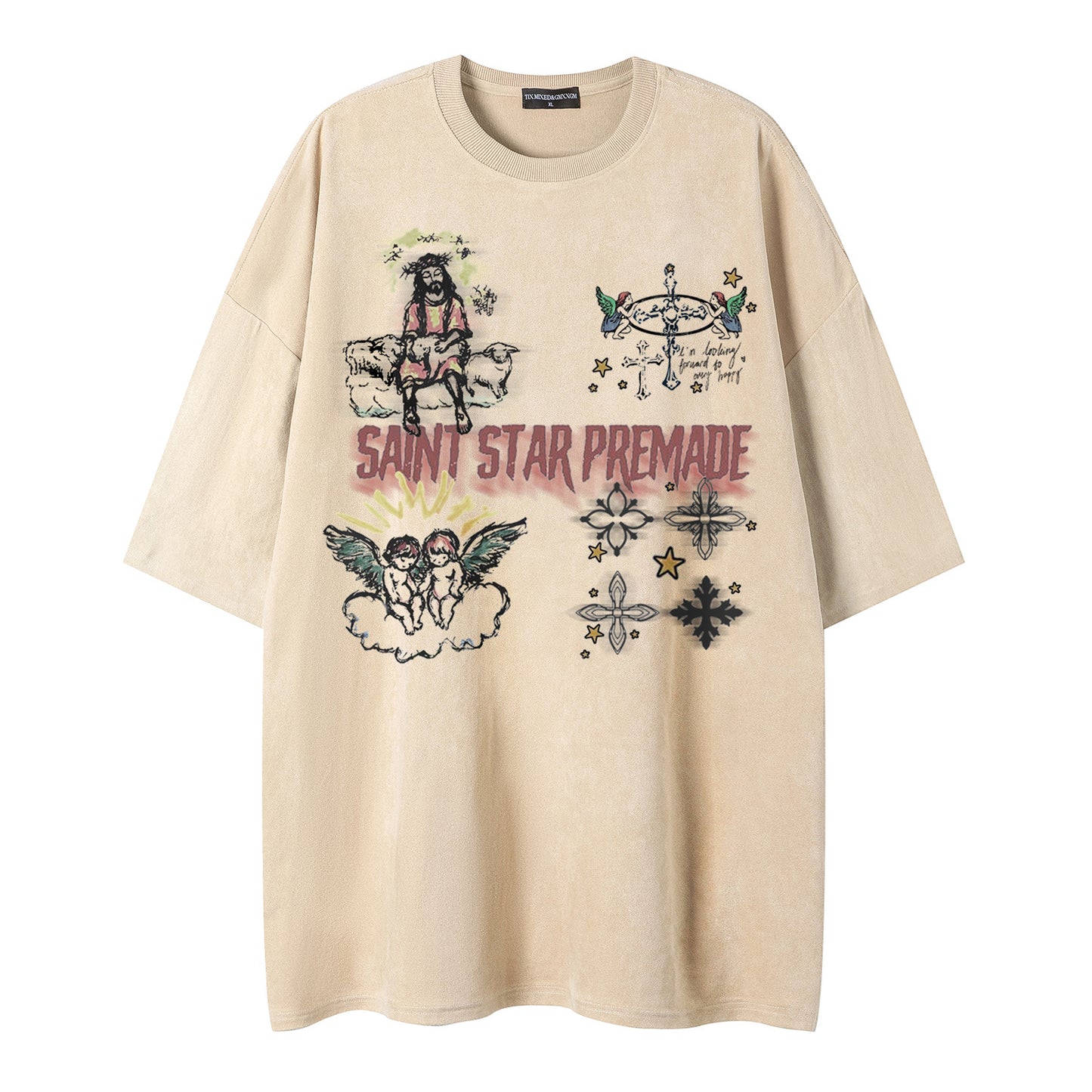 Angel print short sleeved shirt