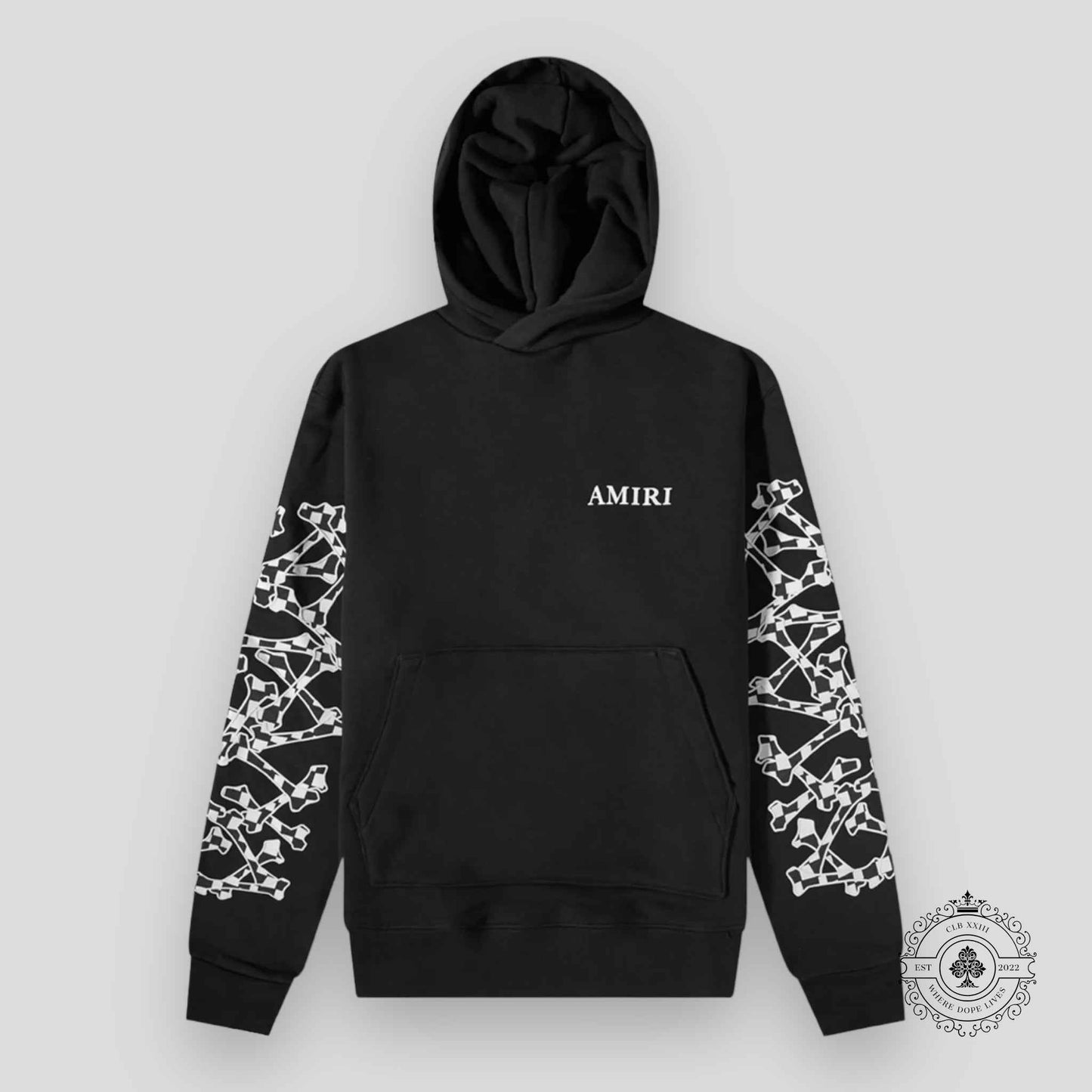 Amiri Checkered Bones Hoodie in Black