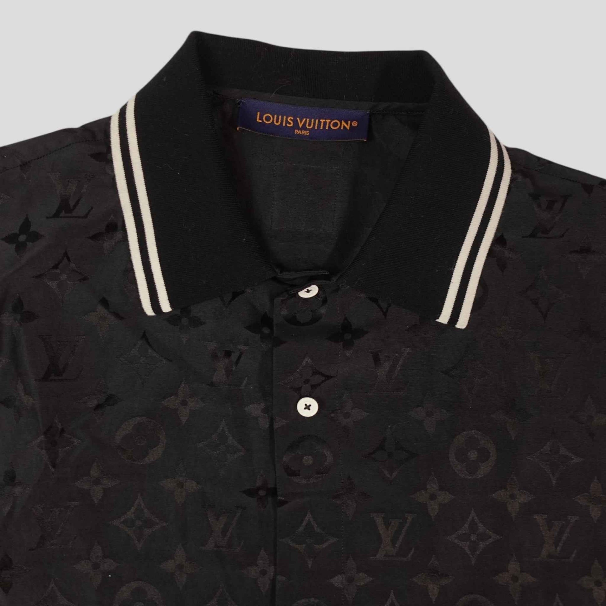 Louis Vuitton Monogram Moire Jacquard Silk Shirt in Black