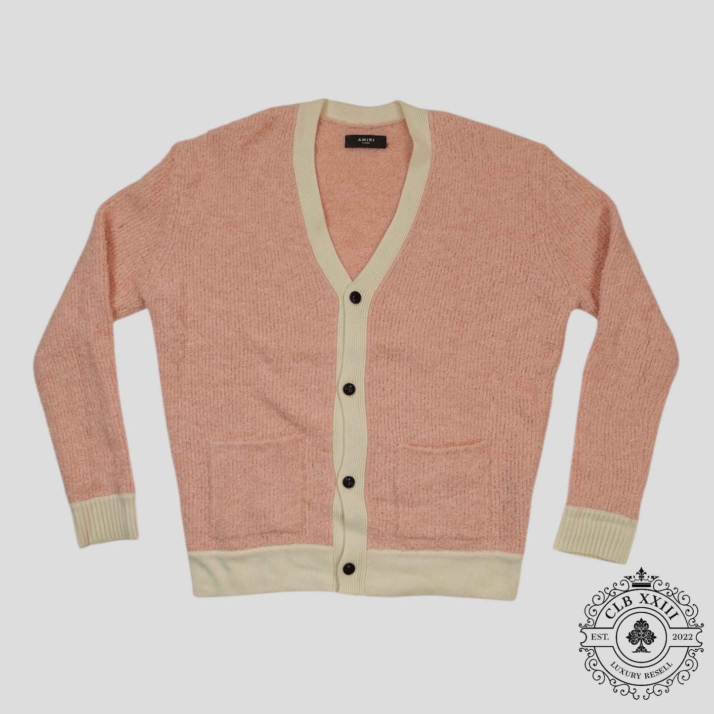 Amiri Fuzzy Wool Cardigan in Pink