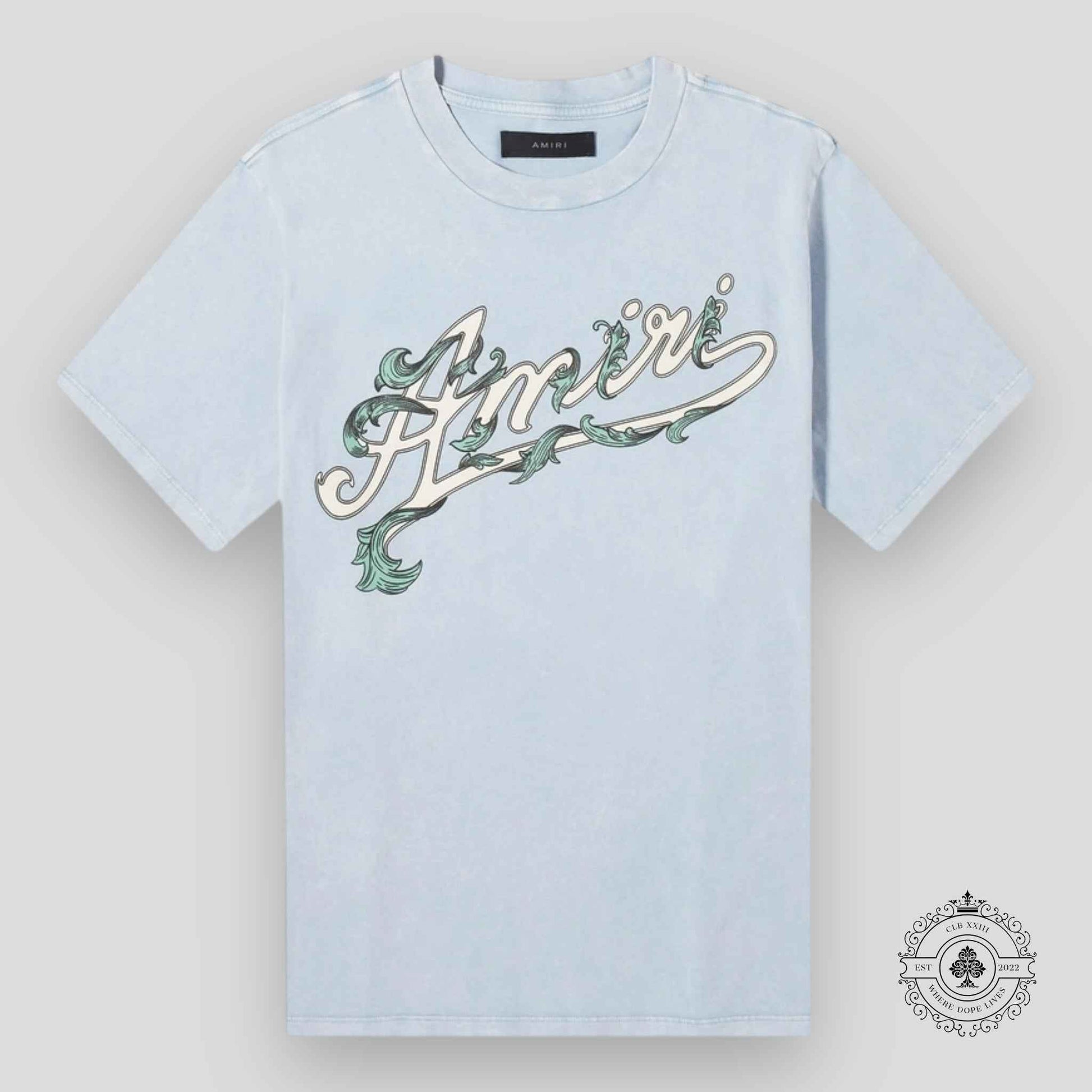 Amiri Filigree Tee in Ashley Blue
