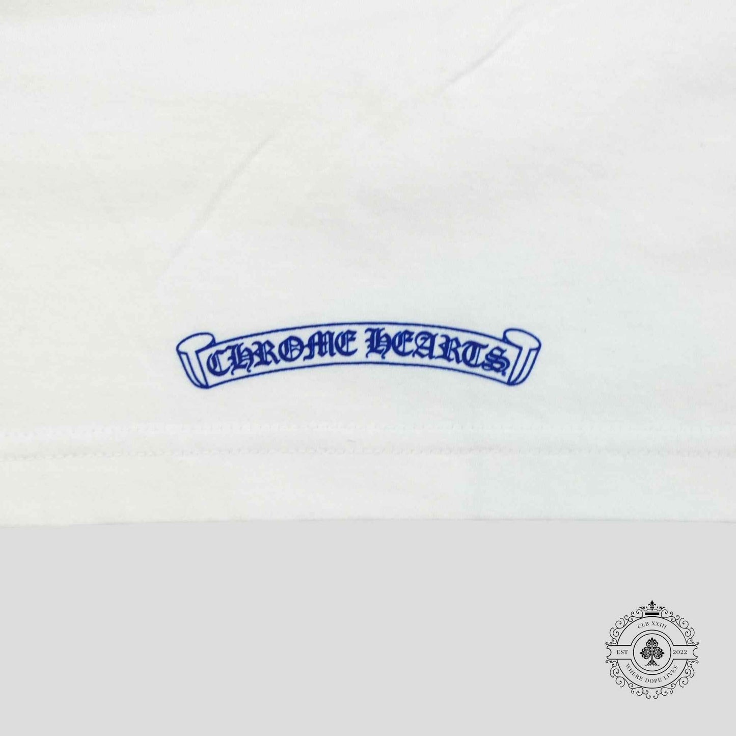 Chrome Hearts Neck Logo Tee in White/Blue