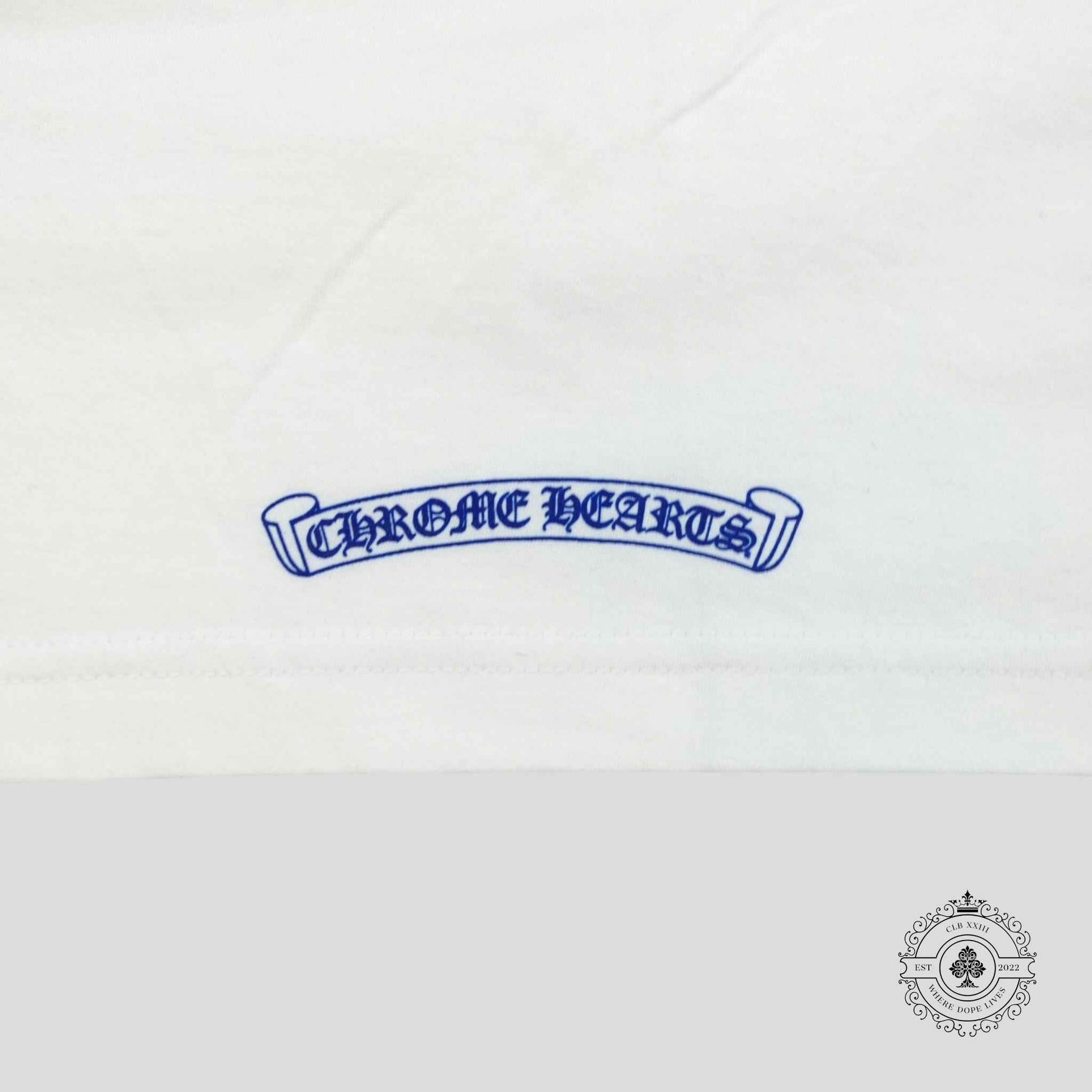 Chrome Hearts Neck Logo Tee in White/Blue