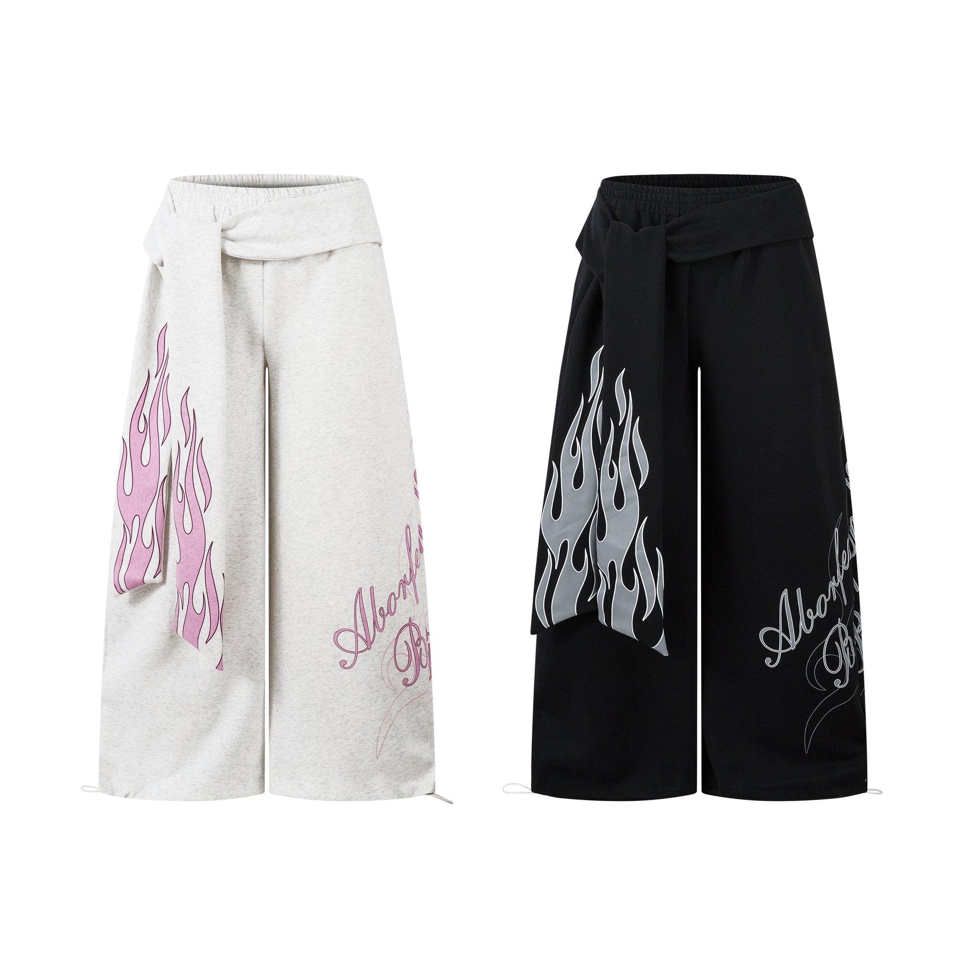 Flame Print Sweatpants | Baggy Streetwear Trousers - Luxuryurbanwear