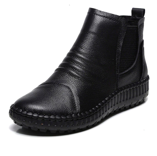Fercha Women's Leather Soft Warm Ankle Boots - Luxuryurbanwear