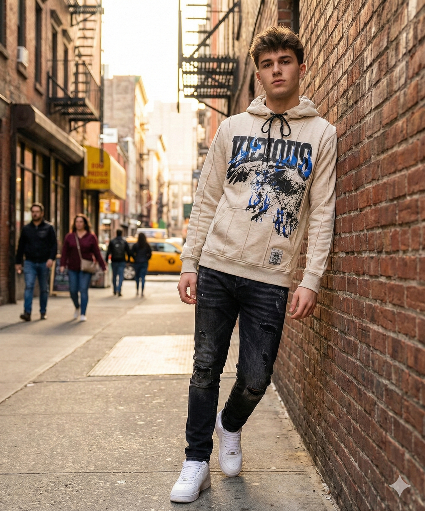 VICIOUS DENIM Hoodie Cotton Graphic Print
