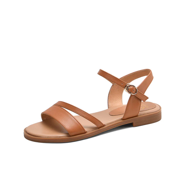 Glenda Women's Flat Summer Leather Sandal - Luxuryurbanwear