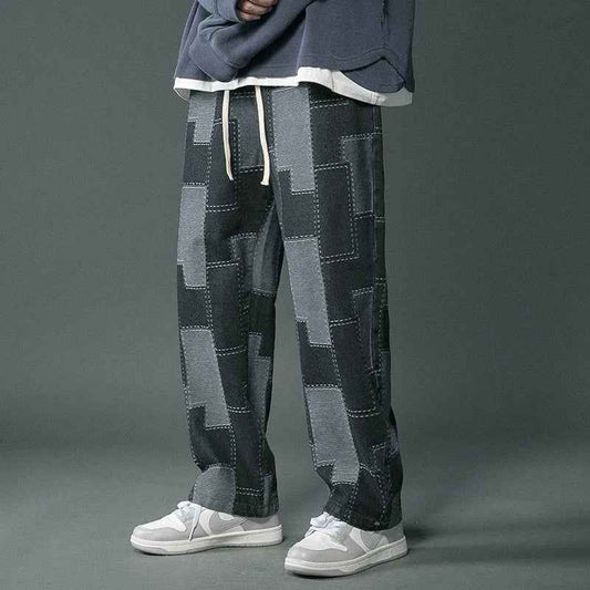Vintage Geometric Patchwork Hip Hop Jeans