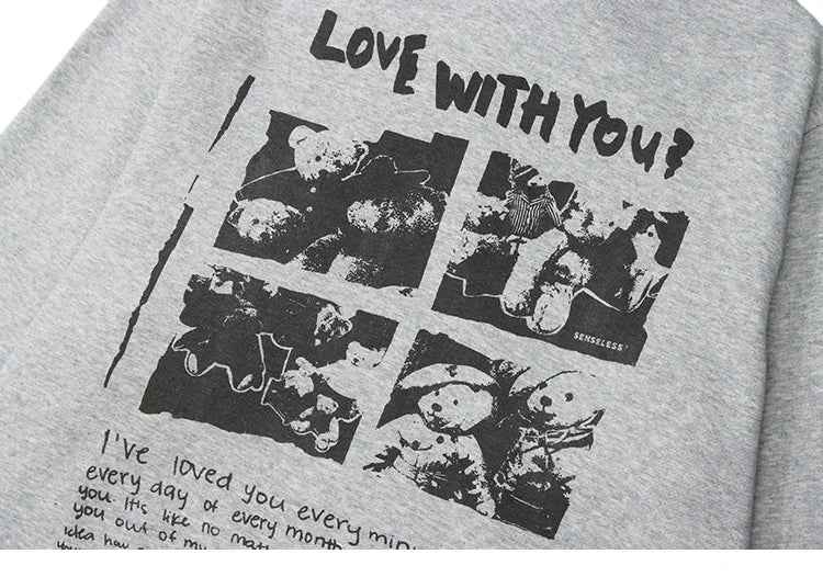 Insulated Bear Letter Print Hip Hop Hoodie