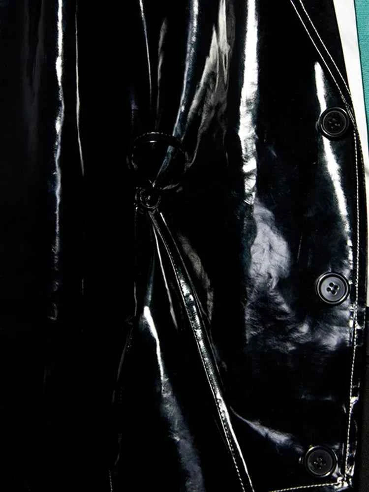 Retro Black Stylish Patent Leather Jacket