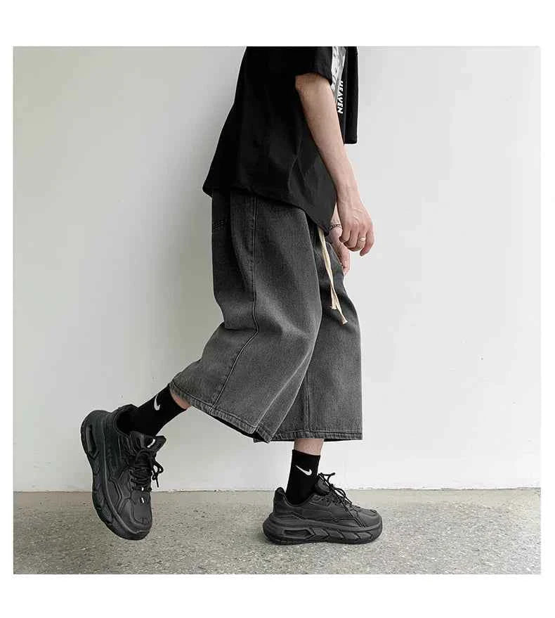 Men's Streetwear Gradient Calf-Length Denim Jorts