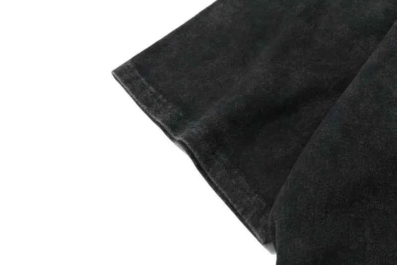 Flame Eye Graphic Print Black Washed T-Shirt