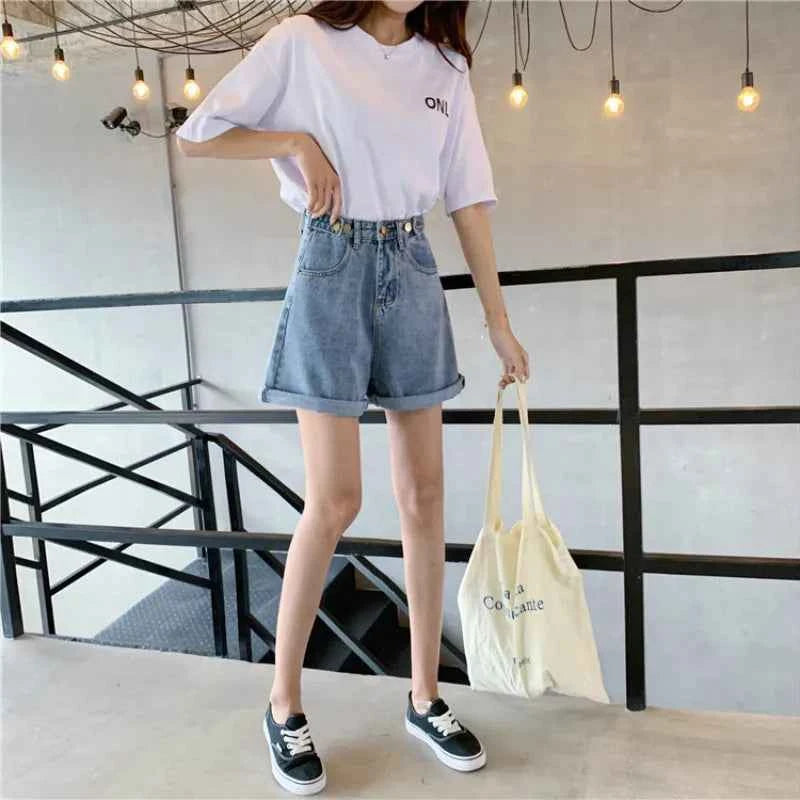 Women Styilsh Elegant Button Denim Short