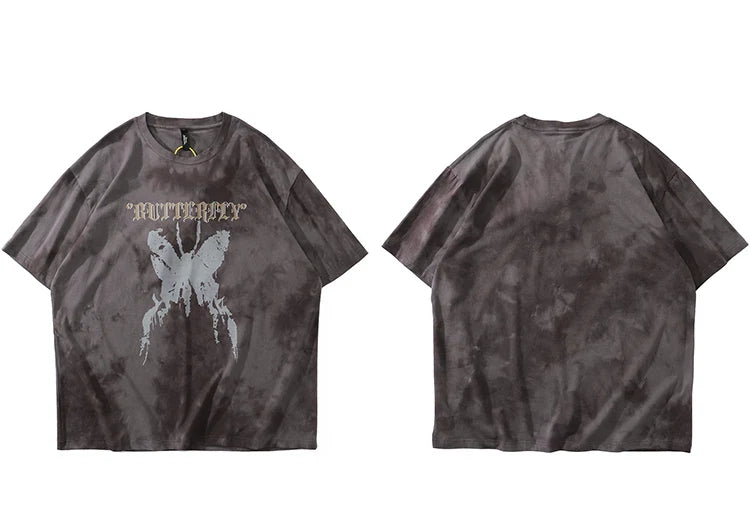 Tie Die Butterfly Graphic Loose T-Shirt