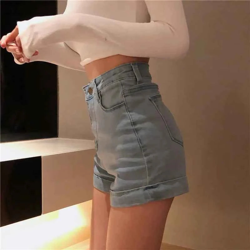 Retro Chic High Waist Denim Short