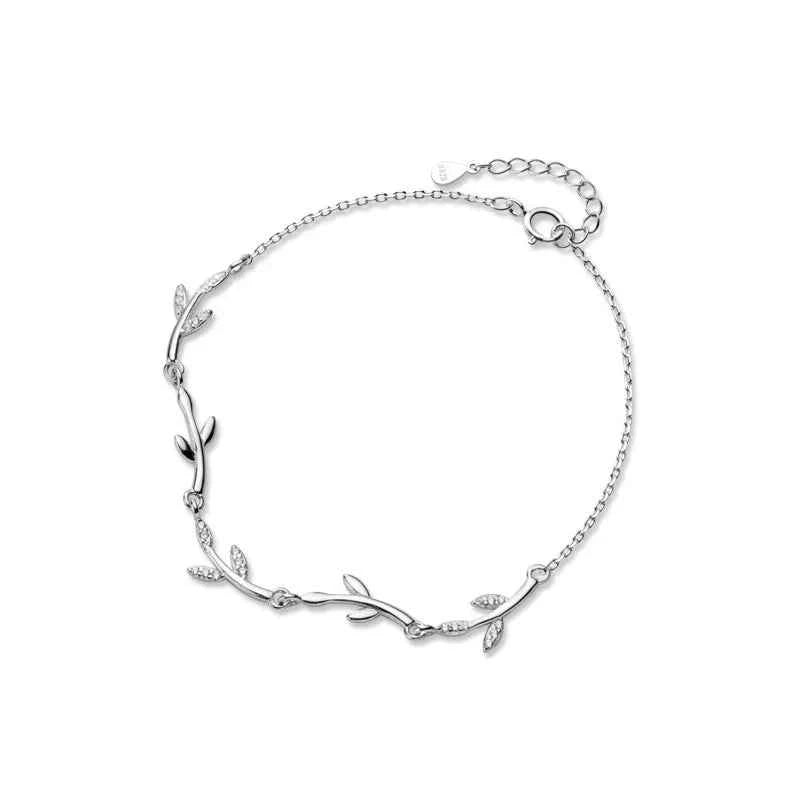 Cool Elegant Sterling Silver Leaf Bracelet